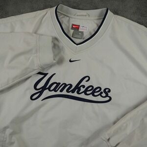 VTG New York Yankees Nike Team Jacket Mens XL Center Swoosh MLB V-Neck Pullover